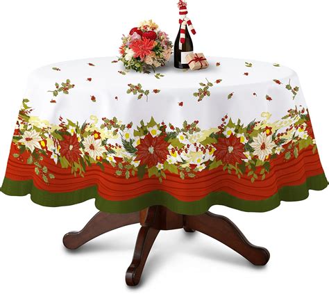 Amazon.com: Round Christmas Tablecloth, Christmas Table Cloth Round ...