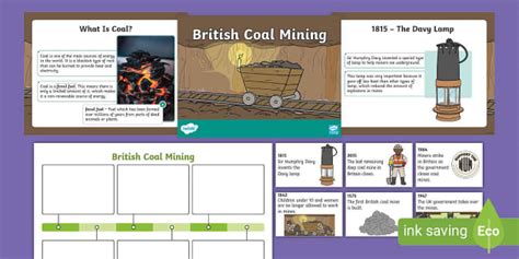 KS1 Coal Mining PowerPoint and Timeline Activity