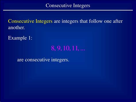 Image result for Consecutive Integers Example
