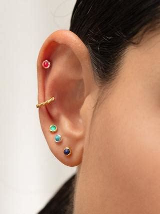 Monica Vinader Mini Gem Stud Earrings, Gold/Green Onyx