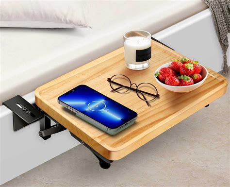 Amazon.com: SKMYL Folding Bedside Shelf, Made of Wood and Stainless ...