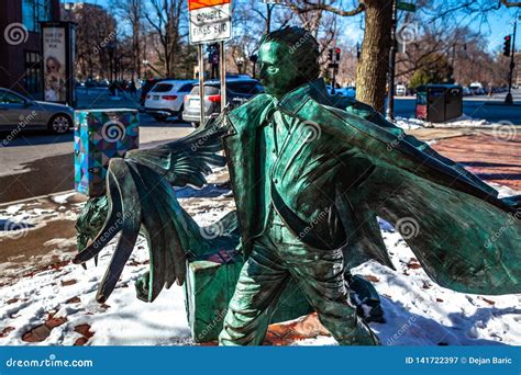Boston, USA- March 01, 2019: the Life-sized Statue of Edgar Allan Poe ...