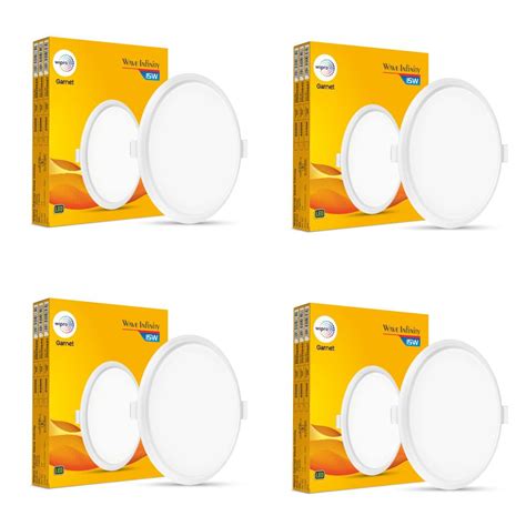 Wipro Garnet 15W Round LED Wave Infinity Panel|Cool White Light (6500K ...