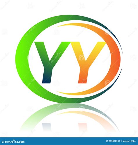 Initial Letter Logo YY Company Name Green and Orange Color on Circle ...
