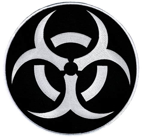 Biohazard Symbol Large Embroidered Patch Iron-On Danger Symbol White-on ...