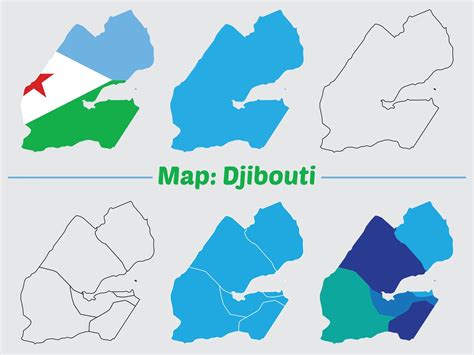Djibouti country map set. internal provinces borders marked, Simple map ...