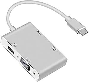 atdaraz USB C to HDMI/DVI/VGA Adapter, 4 in 1 USB 3.1 Type-C Hub VGA ...