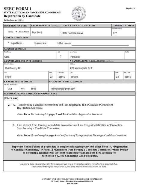 Fillable Online seec ct Seec Form 1 - Fill and Sign Printable Template ...