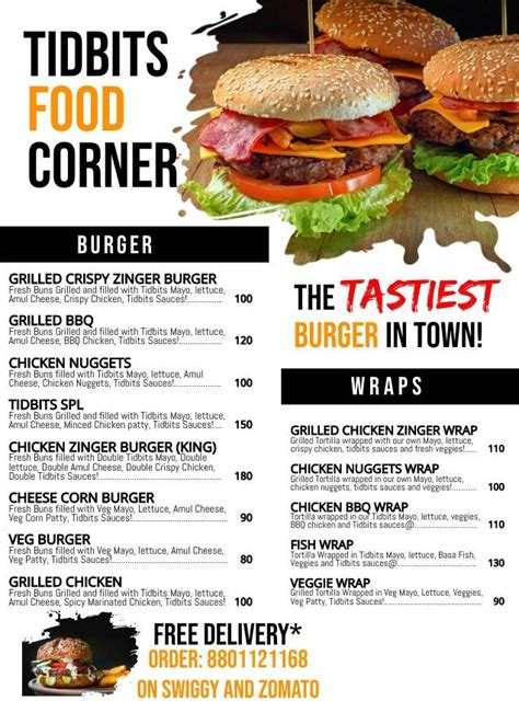 Menu at Tidbits Food Corner, Hyderabad, Plot 217