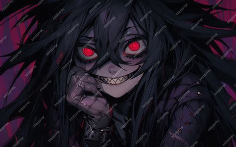 Premium Photo | A scary anime character with red eyes and a red eyes