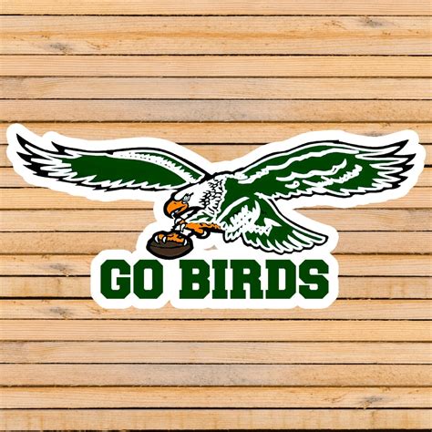 Go Birds Philadelphia Eagles Sticker, Kelly Green Retro Logo Decal ...
