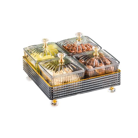 Snack Serving Tray, Divided Serving Platter Plastic Food Storage ...