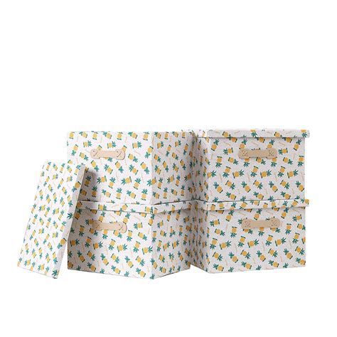 Enzk&Unity Decorative Foldable Fabric Lidded Storage Bins Cube Linen ...