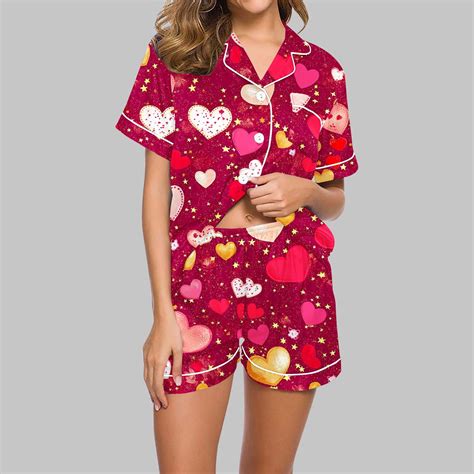 BLTIBY Womens Valentine's Day Pajama Sets Heart Printed Lounge Set ...