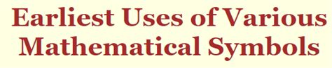 Earliest Known Uses of Some of the Words of Mathematics (G)