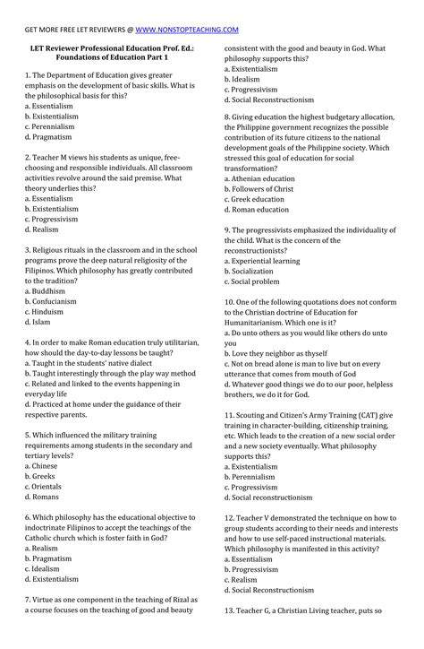 Foundation of education part 1 | PDF