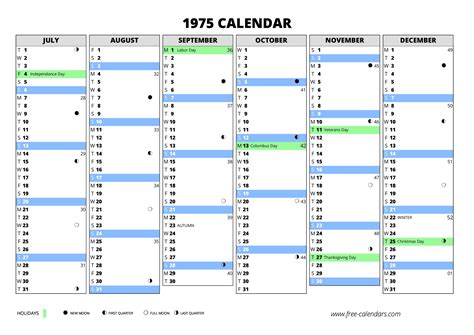 1975 calendar ≡ free-calendars.com