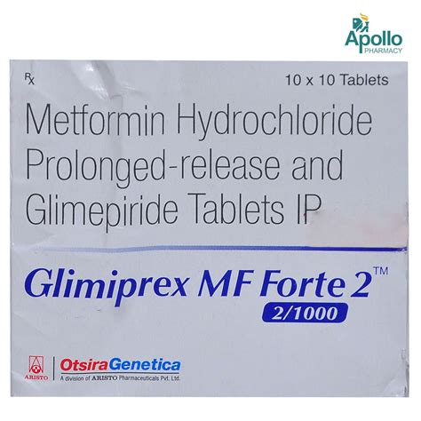 Glimiprex MF Forte 2 Tablet | Uses, Side Effects, Price | Apollo Pharmacy