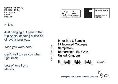 Image result for Postcard Format Example