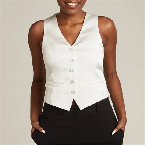Pearl White Tuxedo Vest for Women