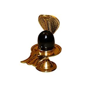 Buy Buyer World Black Shaligram Shiva Ling/Shivling with Brass Jalahari ...