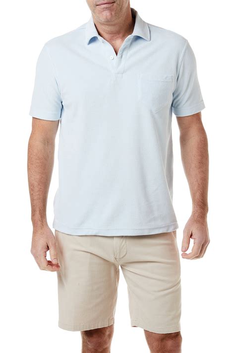 Castaway Mens Terry Cloth Polo Shirt Sky Blue – Castaway Nantucket Island