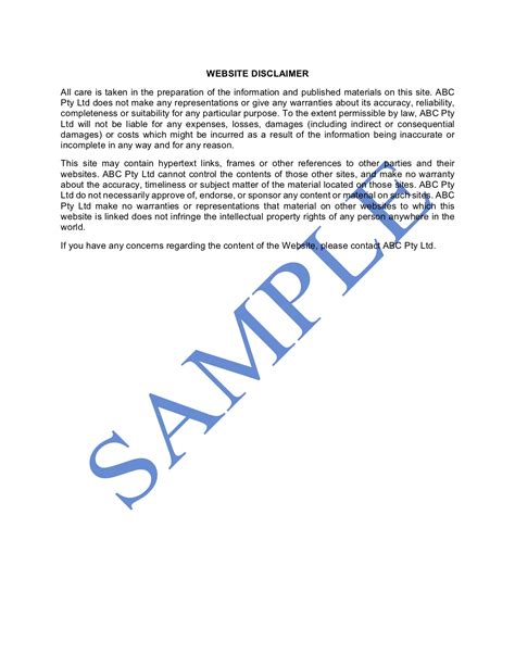 Image result for General Disclaimer Example