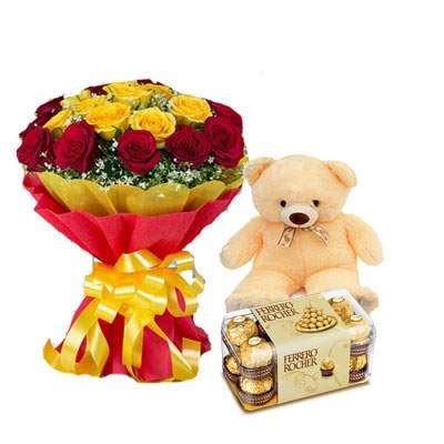 Send Butterscotch Cake & Bouquet Online in Kerala Same Day Delivery
