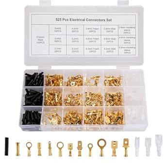 KOXXIAMOQ 525pcs 2.8/4.8/6.3mm Male and Female Wire Spade Connectors ...
