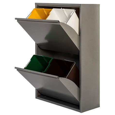 WELL HOME Poubelle et Recyclage métallique à 4 Compartiments, 4 x 17 l ...