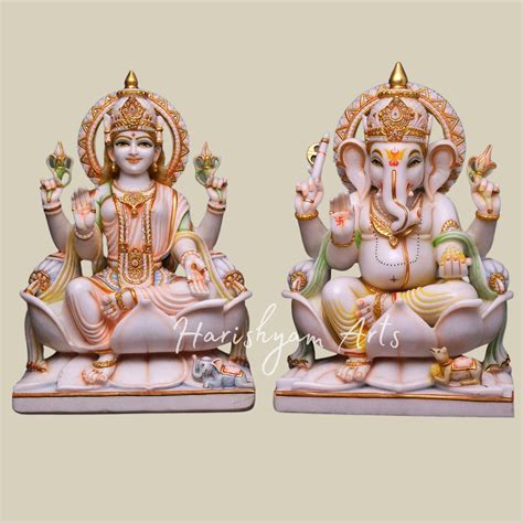 24" laxmi ganesh marble murti