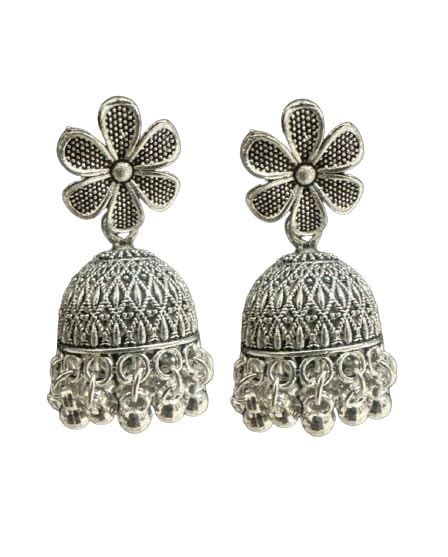 Buy Maa PITAMBRA Flower Oxidised Jhumka for Women and Girls Wedding ...
