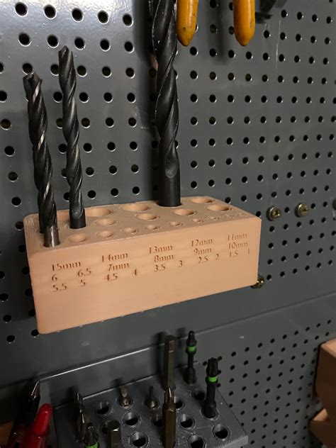 Drill bit holder for pegboard - extended (4mm holes and 12mm spacing) (Biltema) by floano ...