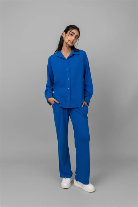 Blue Mini Waffle Pajama Set – NeceSera