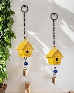 Buy WARMINGO DE 2 Pc Hut Wall Hanging Decor | Garden Tree Hanging Bells ...
