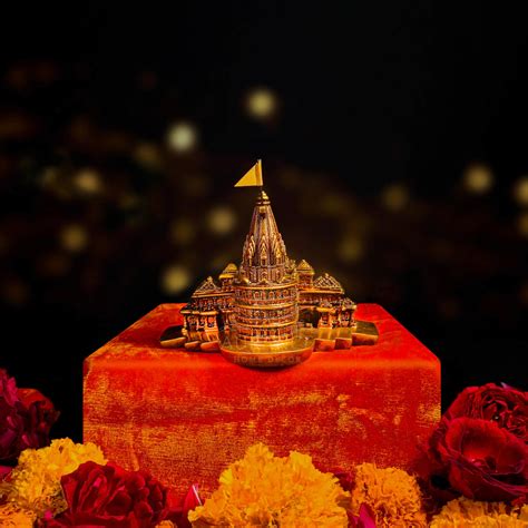 Ram Mandir Ayodhya Model (9 inch - Gold Color) - For Home, Office and ...