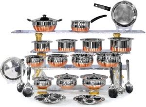MAHAVIR 30 Pcs Copper Base Cook & Serve Set Cookware Set Price in India ...