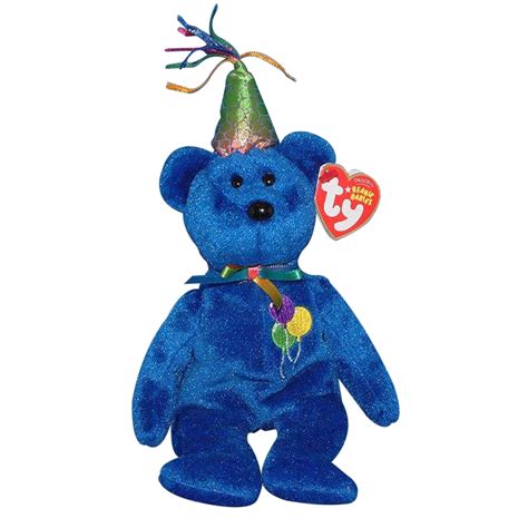 Ty Beanie Baby: Happy Birthday the Bear - Blue | Stuffed Animal | MWMT ...