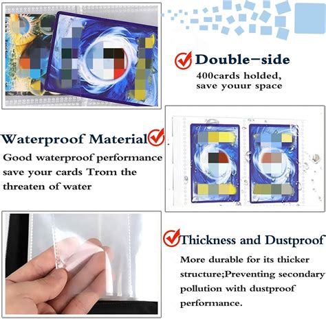 Buy Trading Card Binder, Card Holder 4 Pocket 50 Removable Sleeves 400 ...