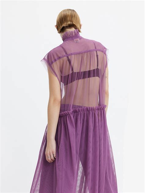 Women's High Neck Net A-Line Sheer Midi Dress – Levis India Store