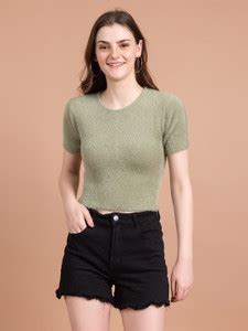 CLAPTON Casual Solid Women Light Green Top - Buy CLAPTON Casual Solid ...