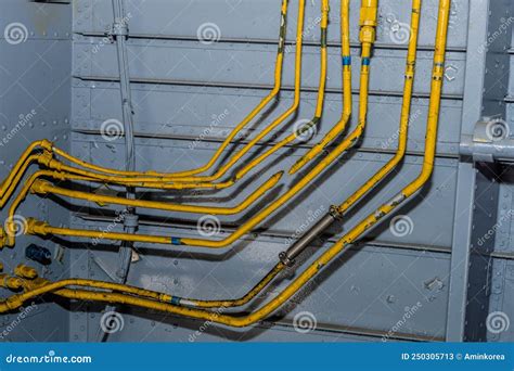 Exposed Metal Hydraulic Lines in Airplane Stock Image - Image of korea ...