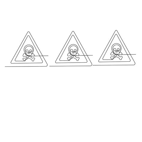 Danger sign icon continuous one line drawing of outline vector ...