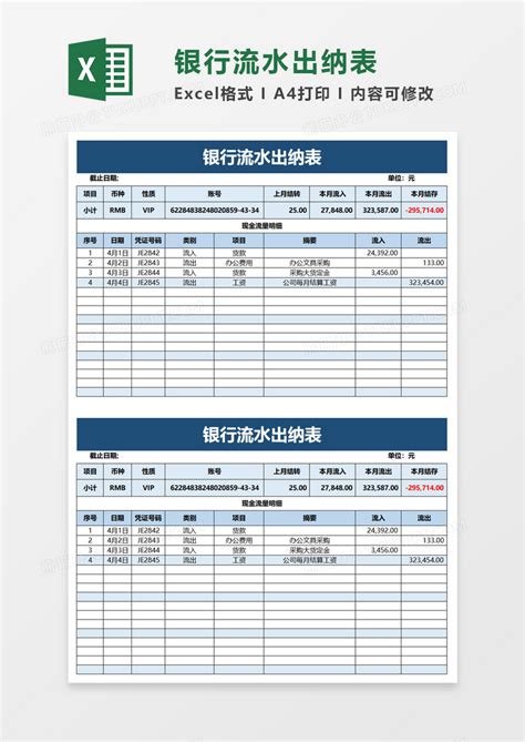 财务报表流水账Excel模板下载_熊猫办公