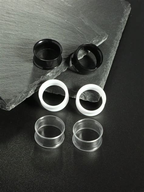 3 Pars Silicone Double Flare Ear Gauges Tunnels Mix 3 Color Clear Plug ...