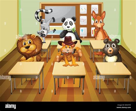 Illustration of many animals in a classroom Stock Vector Image & Art ...