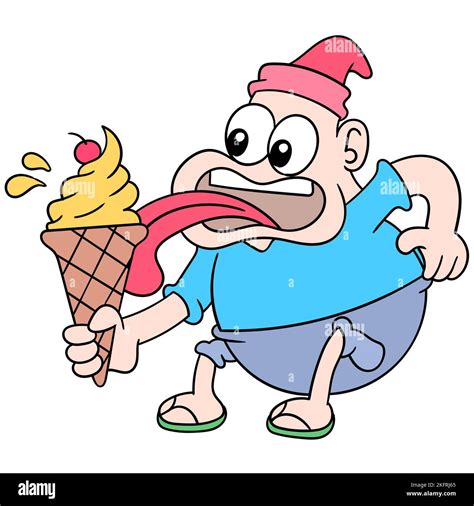 Person Eating Ice Cream Cartoon