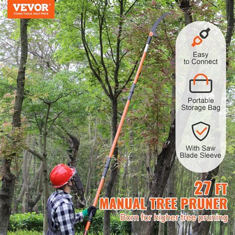 VEVOR 27 FT Manual tree pruner Telescoping Pole Pruning Saw ...