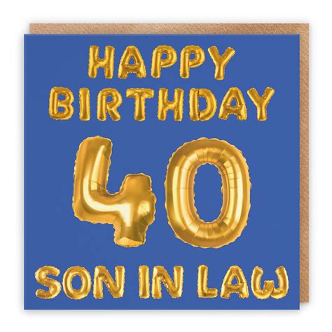 Buy Hunts England Son In Law 40th Birthday Card - Happy Birthday - 40 ...