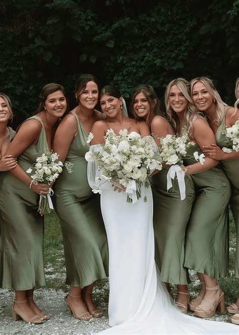 Mermaid Plus Size Sage Green Satin Long Bridesmaid Dress ...